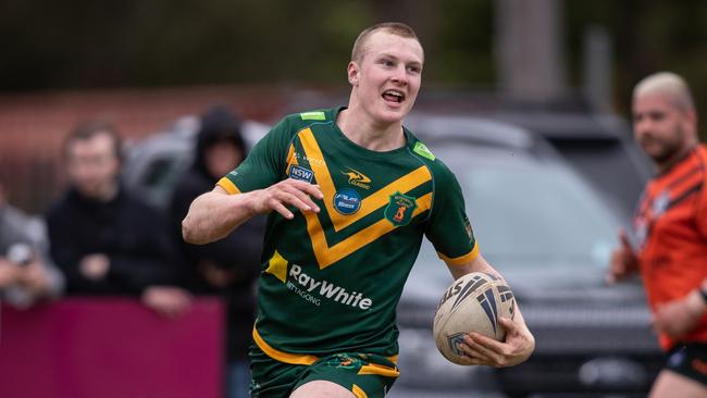 Jack Phillips runs in a try for the Lions in the Prelim Final, 4th September 2022. Picture by Julian Andrews.