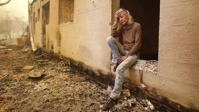 Jann Gilbert visits the site of her burnt-out unit in Mallacoota. Picture: David Caird