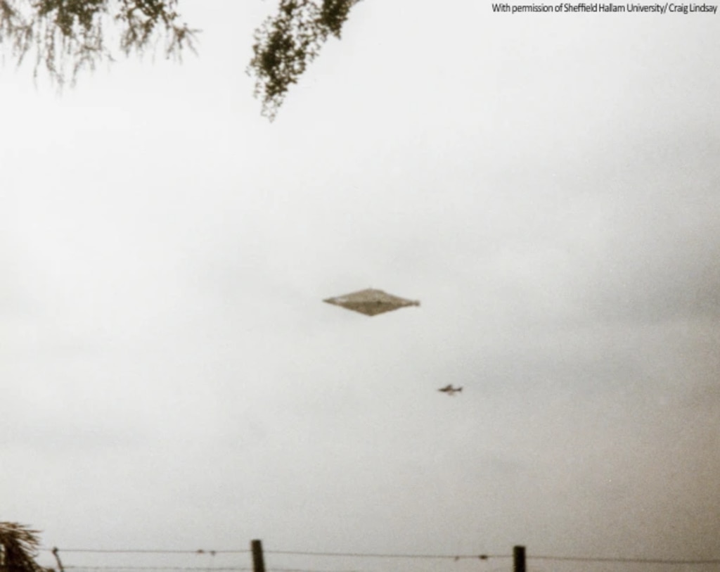 The legendary Calvine Photograph showing a UFO and a warplane has been revealed after 30 years