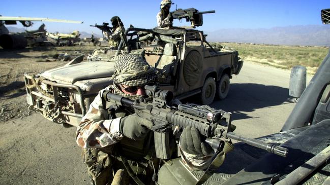 Australian SAS soldiers around Bagram Airbase in Afghanistan in 2002.