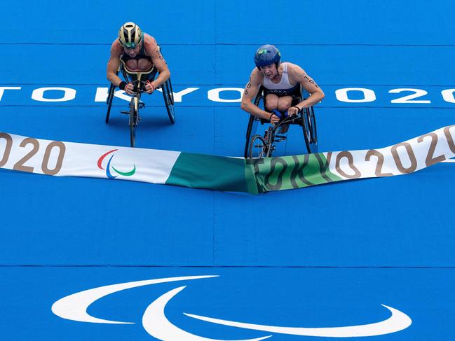 Lauren Parker was pipped at the line for gold at the Tokyo Paralympics. Picture: AFP