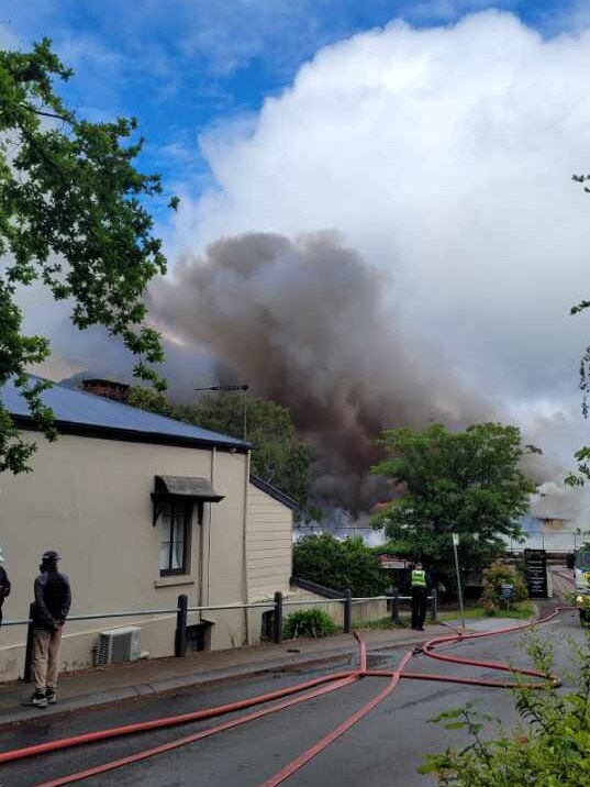 Smoke was seen billowing from the building. Picture: Morgan Sette