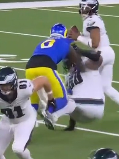 This wouldn't happen too often to Jordan Mailata. Photo: Fox Sports