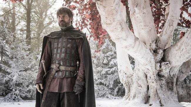 Jaime Lannister and Bran have a good ‘ol chat - on solid ground this time. Picture: Helen Sloan/HBO