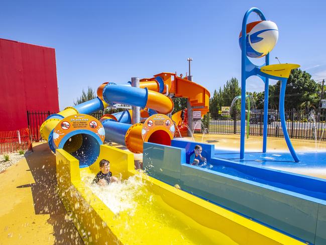 The splash park is a highlight for kids at All Seasons Holiday Park Mildura.