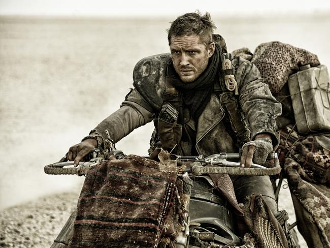 Tom Hardy, as Max Rockatansky, in a scene from, “Mad Max:Fury Road.