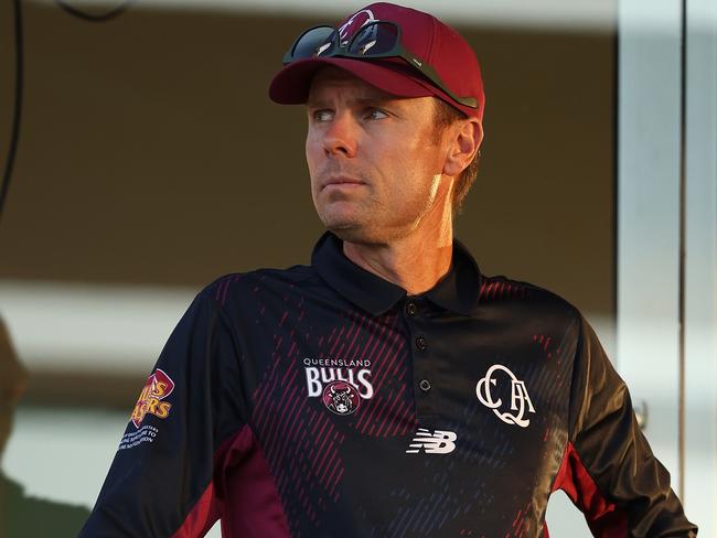 PERTH, AUSTRALIA - OCTOBER 10: Johan Botha, head coach of Queensland looks on from the players rooms on Day 3 during the Sheffield Shield match between Western Australia and Queensland at the WACA Ground, on October 10, 2024, in Perth, Australia. (Photo by Paul Kane/Getty Images)