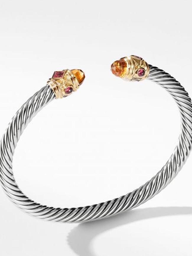 David Yurman cable bracelet with diamonds and garnet $3700. <b>Shop now from <a href="https://www.davidyurman.com/womens/collections/the-cable-collection.html" target="_blank">David Yurman</a></b>