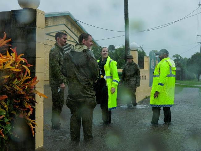 Australian Army soldiers from 3rd Battalion, Royal Australian Regiment, prepare to support the Queensland Police Service during severe weather in Townsville to ensure the safety of residents in high-risk areas. PHOTO: CPL Riley Blennerhassett