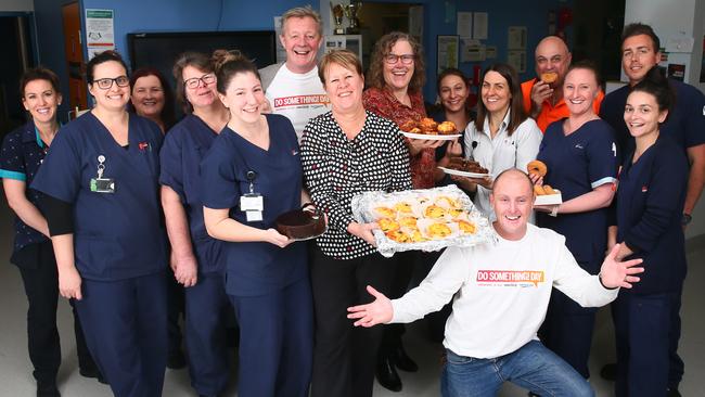 Central Coast Express Advocate staff took afternoon tea up to staff of the Medical Ward of Gosford Hospital for Do Something Day. Picture: AAP /Sue Graham