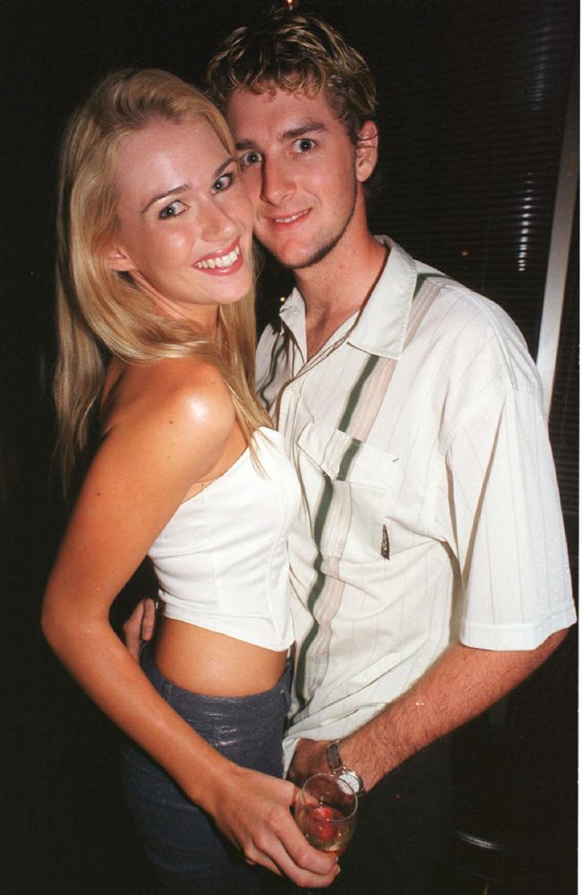 Michelle Van Aplhen and Tony Walton enjoying the Miss Honeygirl finals at the Rolling Rock nightclub in December 2002. Picture: Sharyn Rosewarne.