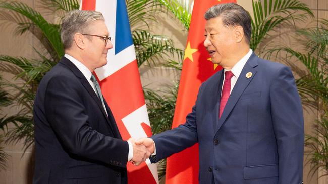 Chinese President Xi Jinping met with UK Prime Minister Sir Keir Starmer before his third bilateral meeting with Australian Prime Minister Anthony Albanese. Picture: WPA Pool/Getty Images