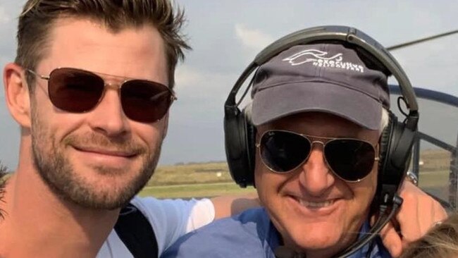 Actor Chris Hemsworth and pilot Gary Liehm, from Helensvale, who died in a plane crash at Fernvale.