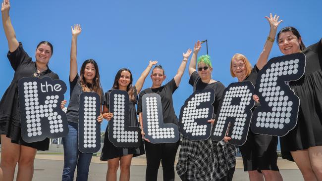 Hayley Gofton, Dominique Pendleton, Amanda Golingi, Ashlee Flood, Carly Shiel, Cath Bradley, Greg Stockham and Christine Kellie are excited for The Killers to come to Townsville.