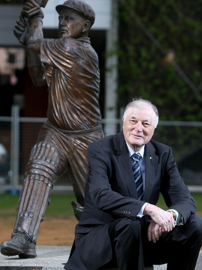 Businessman and philanthropist Basil Sellers, pictured in 2013 at Adelaide Oval after releasing details of the eight football and cricket greats to be recognised at the redeveloped Oval. Picture: Simon Cross