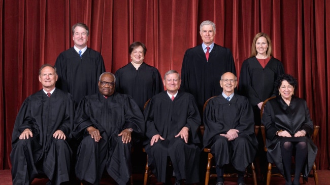 The current US Supreme Court. There are six conservative Justices and three liberals. 