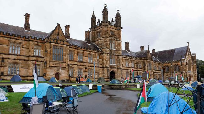 A pro-Palestine encampment on the lawn of Sydney University in 2024. Picture: Max Mason-Hubers/NewsWire