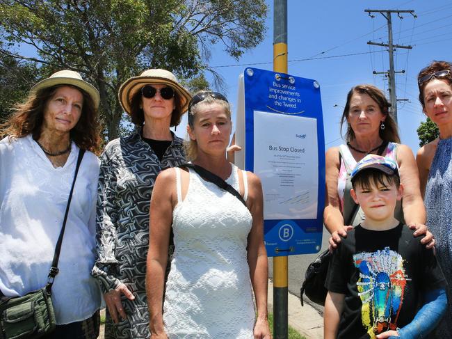 Far from impressed about the new bus network changes introduced around the Tweed are Bilambil Heights residents Phoenix, El Grand, Nicole Reynolds, Levi Reece, Leoni Rae and Mario Theo. Photo: WENDY POWICK