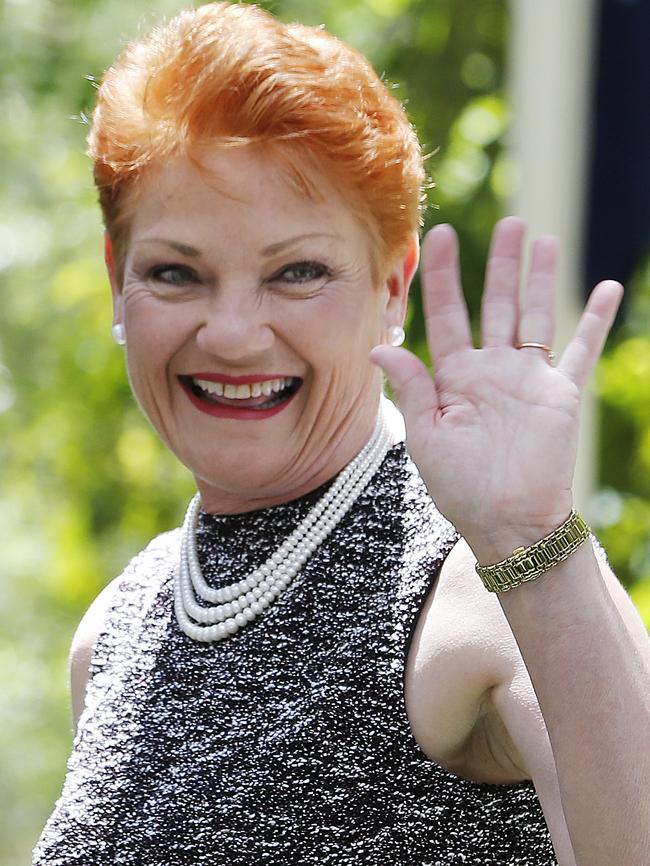 Pauline Hanson at a Remembrance Day Service at the EJ Foote Memorial Gardens in Buderim. Photo Lachie Millard