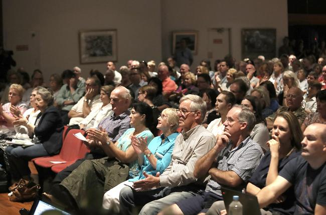 Concerned citizens at the Outer Sydney Orbital Macarthur Action Group community forum. Picture: Carmela Roche.