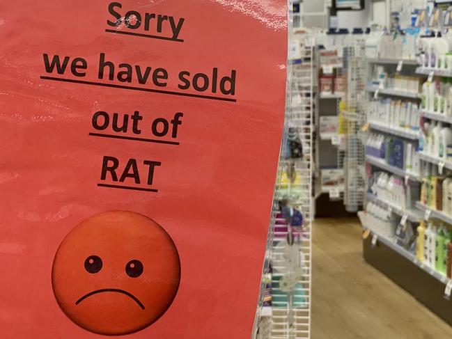 BRISBANE AUSTRALIA - NewsWire Photos JANUARY 14, 2022:RAT or  Rapid antigen tests have sold out in most places in Queensland due to the spread of Omicron throughout the state. NewsWire / Sarah Marshall