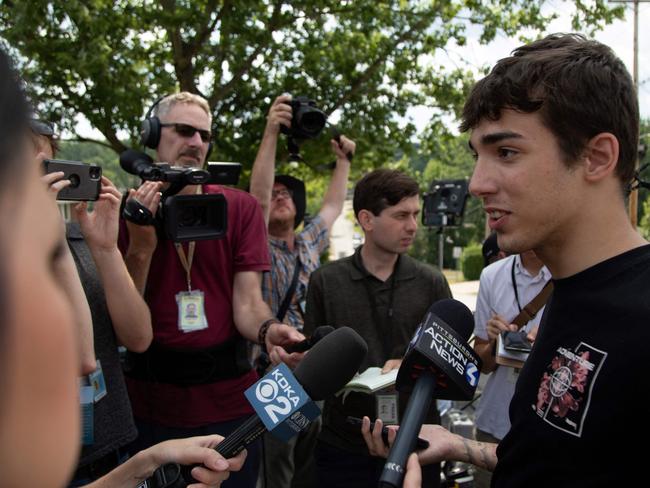 Jason Kohler, 21, classmate of the gunman, speaks to the media about Thomas Matthew Crooks. Picture: AFP