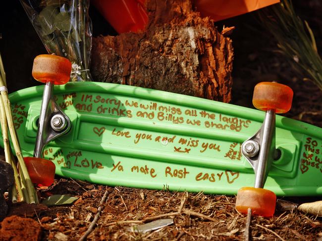 A skateboard left at the scene. Picture: Sam Ruttyn