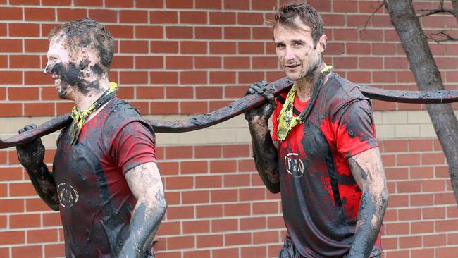 Jobe Watson and recruit Josh Green during the camp. Picture: Michael Klein