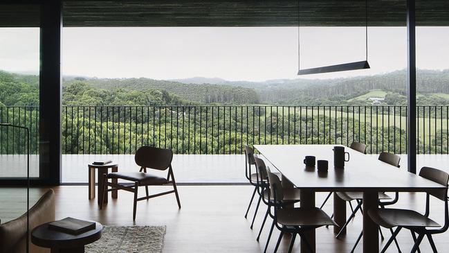 The home overlooks the luscious Federal hinterland. Photo: Ben Hosking.