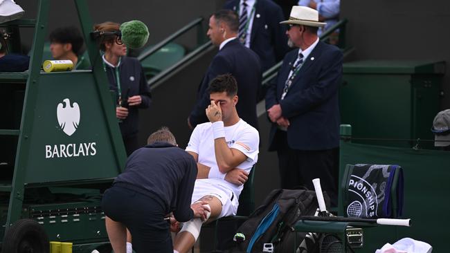 Heartbreaking scenes for Thanasi Kokkinakis. (Photo by Mike Hewitt/Getty Images)