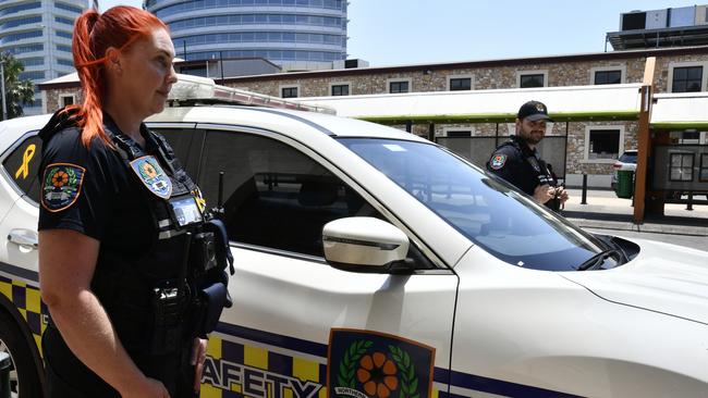 Transit Safety Officers Sarah Reese and Joel Pavy are among the 23 bus security workers now authorised to use capsicum spray on the NT bus network.