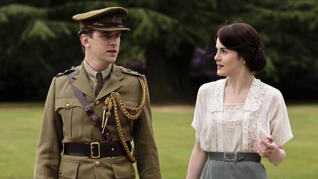 Stevens and Michelle Dockery in the second series of Downton Abbey. Picture: Seven Network