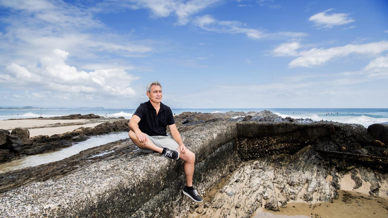 Todd Hiscock at the former Snapper Rocks ocean pool. This is not one of the preferred sites for a potential new Gold Coast ocean pool. Picture: Cavan Flynn