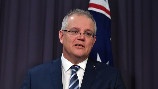 Scott Morrison reveals a state-based cyber attack targeting Australian government and business on Friday. Picture: AAP