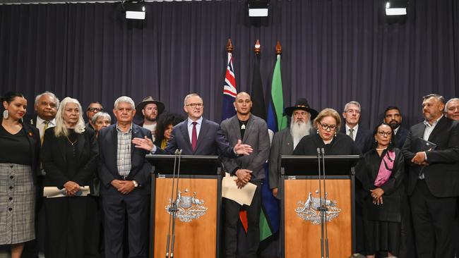 Anthony Albanese with the Referendum Working Group. Picture: NCA NewsWire / Martin Ollman