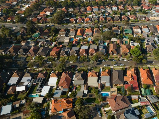 SYDNEY, AUSTRALIA - NewsWire Photos SEPTEMBER 14 2023. Generic housing & real estate house generics. Pic shows aerial view of suburban rooftops in Summer Hill, taken by drone. Picture: NCA NewsWire / Max Mason-Hubers