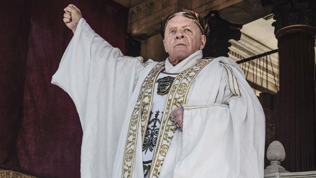 Sir Anthony Hopkins as Emperor Vespasian in Those About to Die. Picture: Matteo Graia/Peacock.