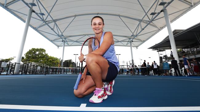 Ash Barty under the new roof at the Cairns International Tennis Centre. Picture: Tennis Australia/Jason O’Brien