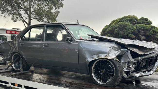 Damage to the vintage car.