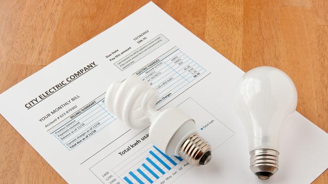 Energy efficient and incandescent bulbs on electric bill.