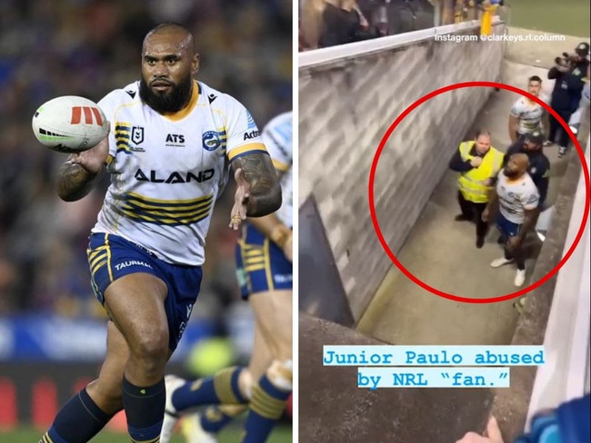 Junior Paulo caught in alleged abuse. Photos: NRL Imagery/Instagram