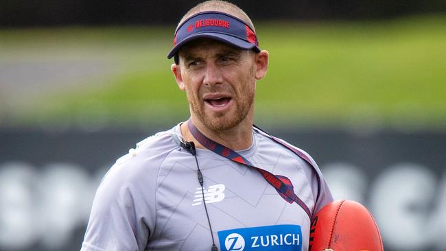 MELBOURNE, FEBRUARY 9, 2022: Melbourne Football Club coach Simon Goodwin pictured during MFC training at Casey Fields. Picture: Mark Stewart