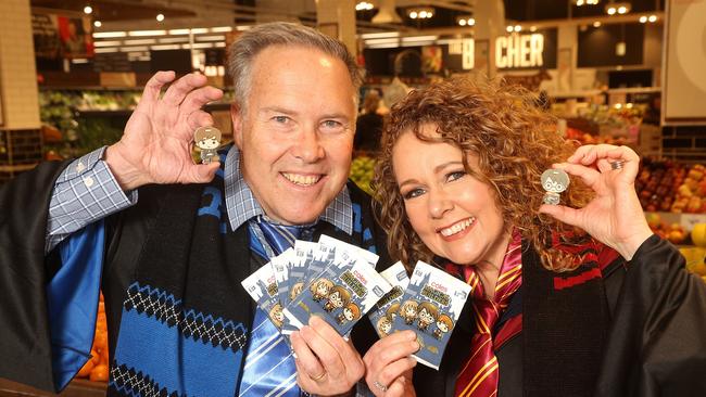 Coles chief marketing officer Lisa Ronson with Andrew Bromell and Warner Bros Australia/NZ vice president promote the Harry Potter collectibles. Picture: Supplied