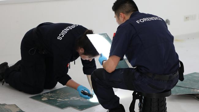 Police search the home of Nirmeen Noufl on Juno Pde in Greenacre. Picture: NSW Police