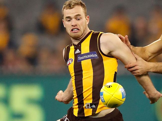 Tom Mitchell tweaked an ankle against the Swans but played on. He’ll be monitored this week. Picture: Getty Images