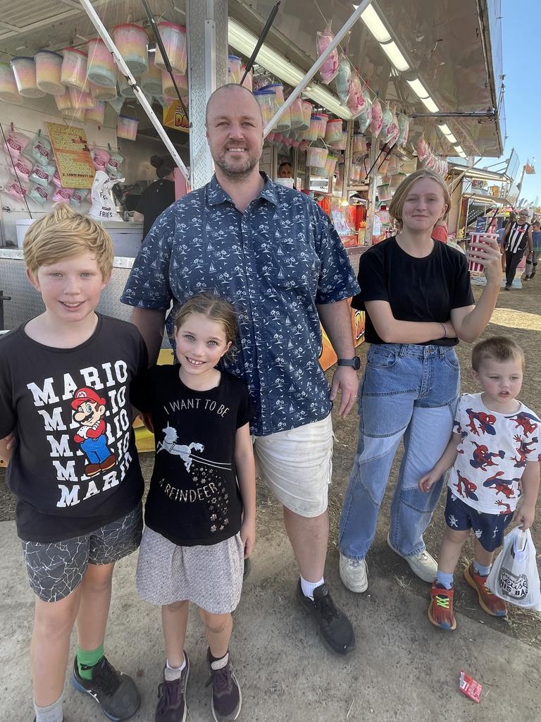 Adam, Cora, Mannix, Isla and Ari Emerton enjoyed the 2023 Bundaberg Show.