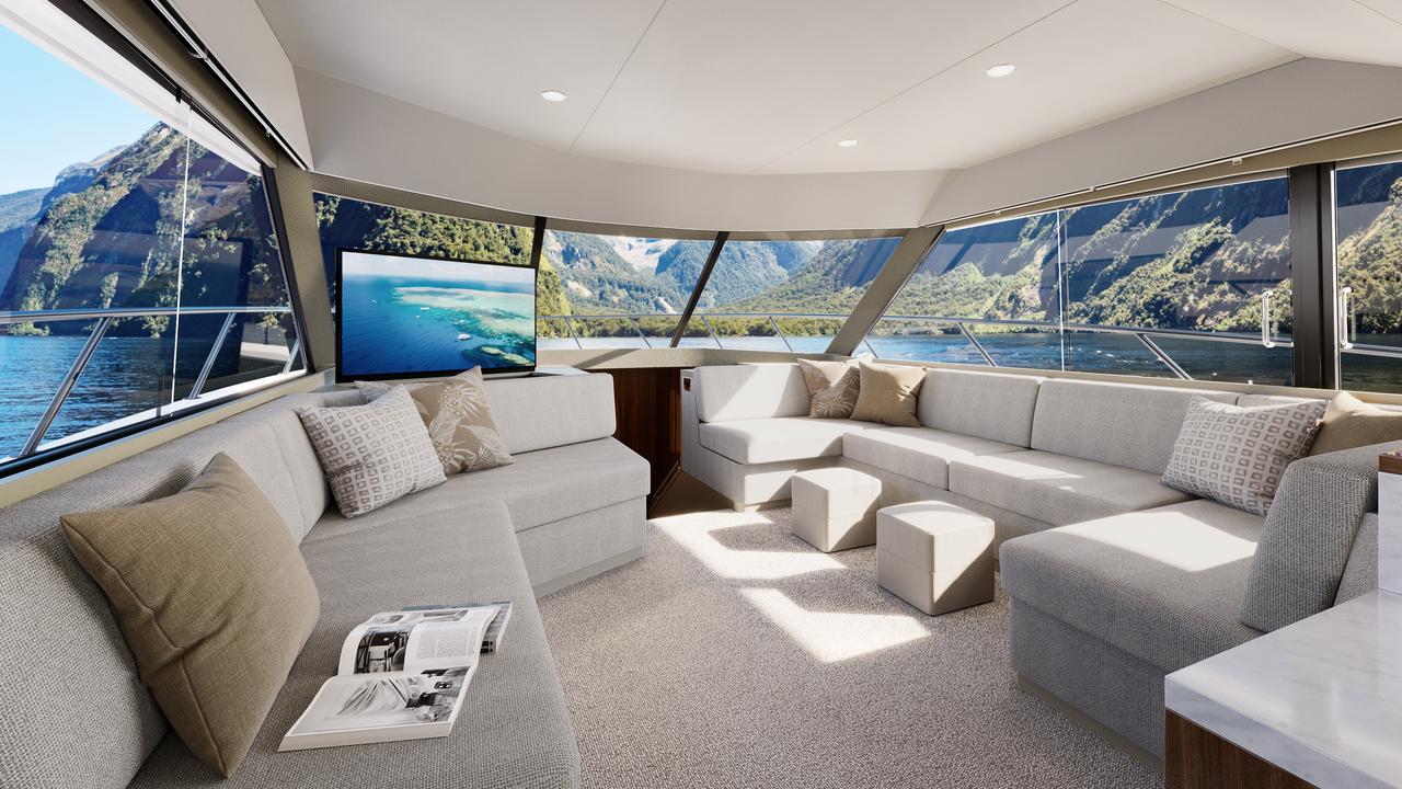 Inside Maritimo's all-new M50 Flybridge motor yacht.