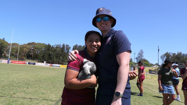 Jaida Faleono of Qld poses after the 18s Youth Boys Queensland and New South Wales during a Rugby 7s Series on Sunday, December 4, 2022 at Forshaw Park, Sylvania, Australia. (Photo by Jeremy Ng/Daily Telegraph News Local)