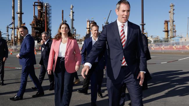 Treasurer Jim Chalmers at the Ampol Oil Refinery in Lytton on Tuesday.