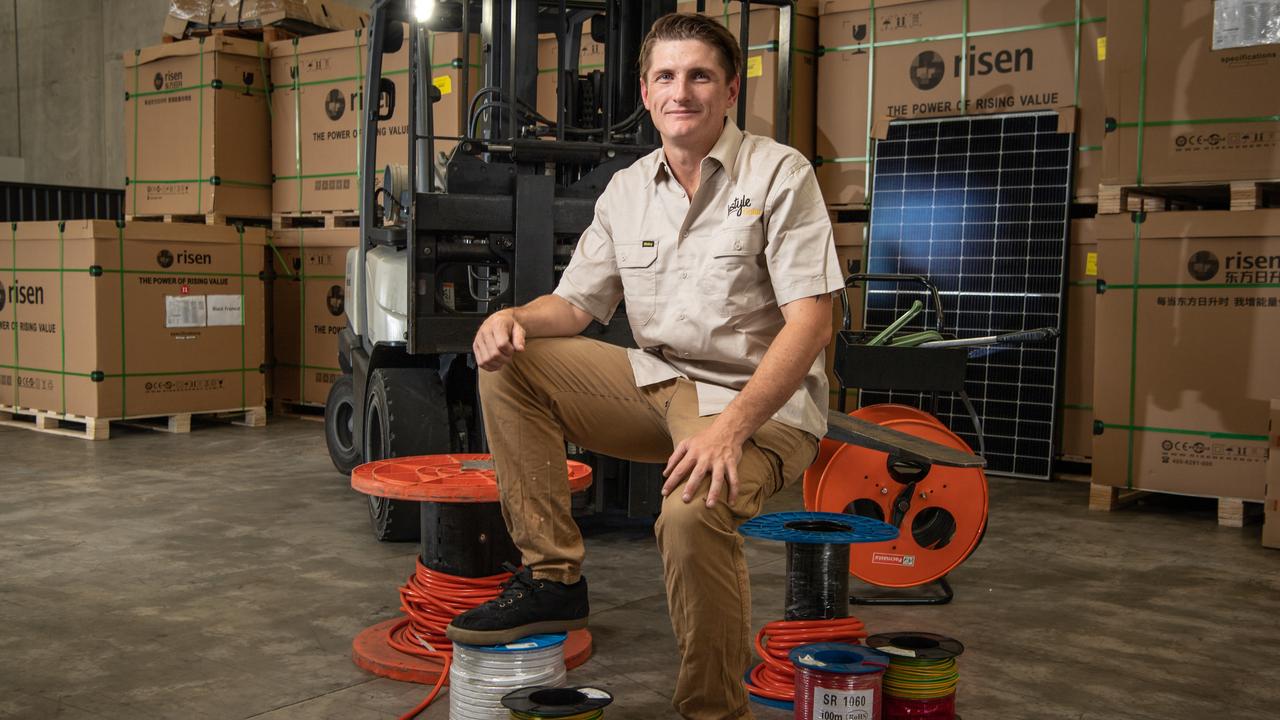 InStyle Solar warehouse manager Sean Mowen inside their Brendale warehouse. Picture: Brad Fleet